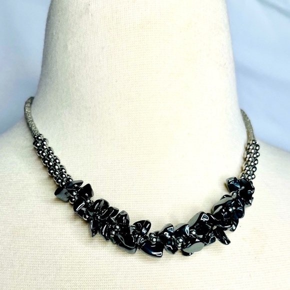 Joseph Nogucci Dark stone, beaded, and woven statement necklace - like new - Picture 1 of 6